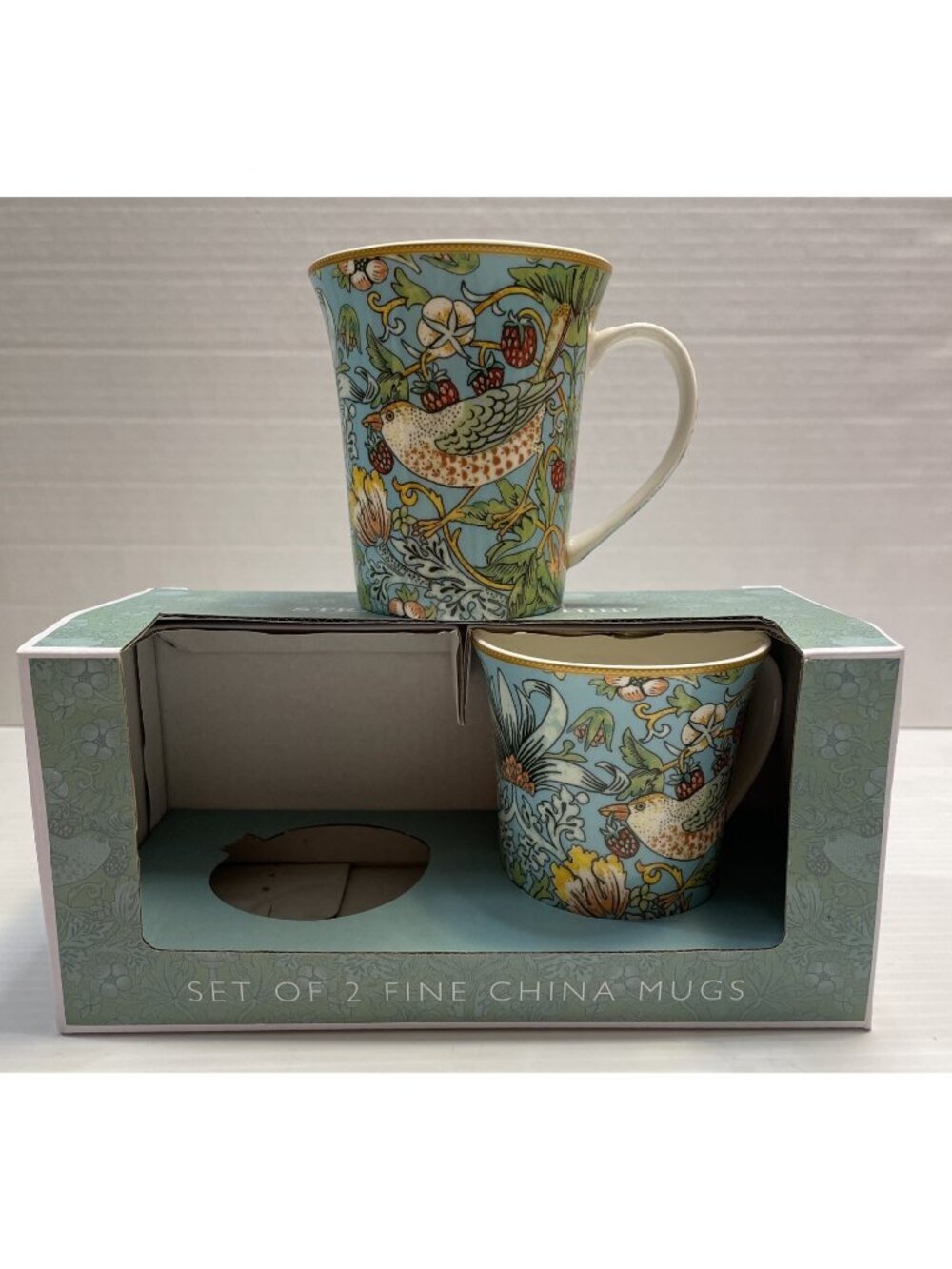 2 William Morris Strawberry Thief Fine China Mugs Leonardo Collection NEW in Box